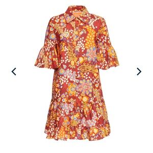 LA DoubleJ Red and Orange Floral Dress